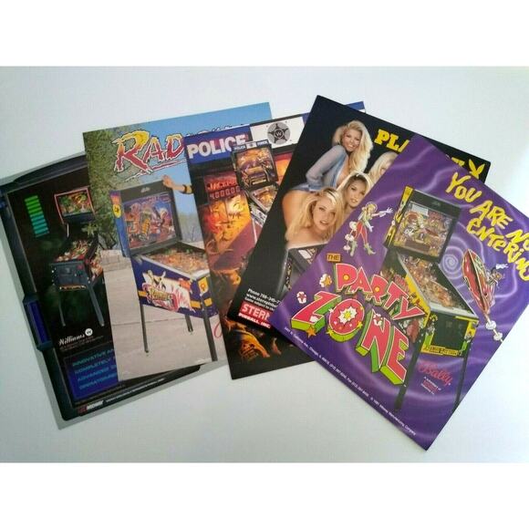 Pinball FLYERS Lot Of 5 Original Games Revenge From Mars Police Force Playboy 58 - Picture 1 of 3